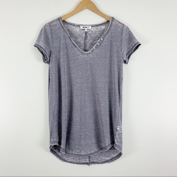 NEW William Rast Cooper Henley Distressed T-Shirt Top Gray Women’s Size Small - Picture 14 of 14